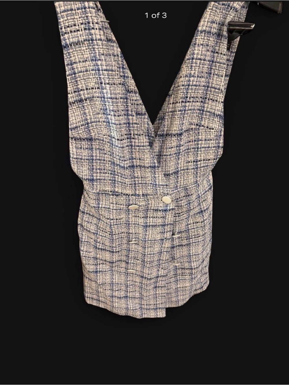 Zara Blue and White Tweed Mini Dress